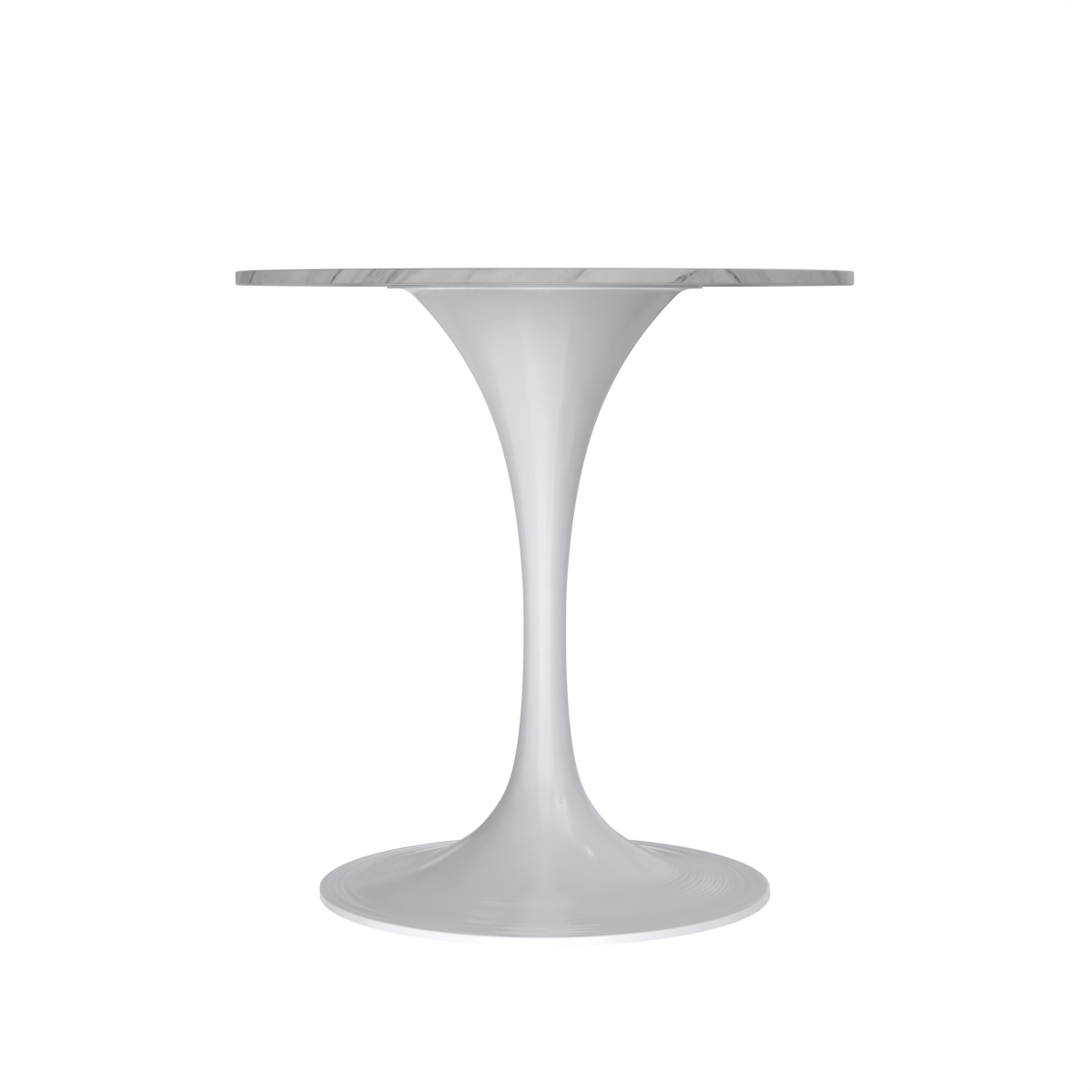 Leisuremod Dining Table Verve Round Dining Table with MDF/Sintered Stone/Resin Tabletop in White Stainless Steel Pedestal Base