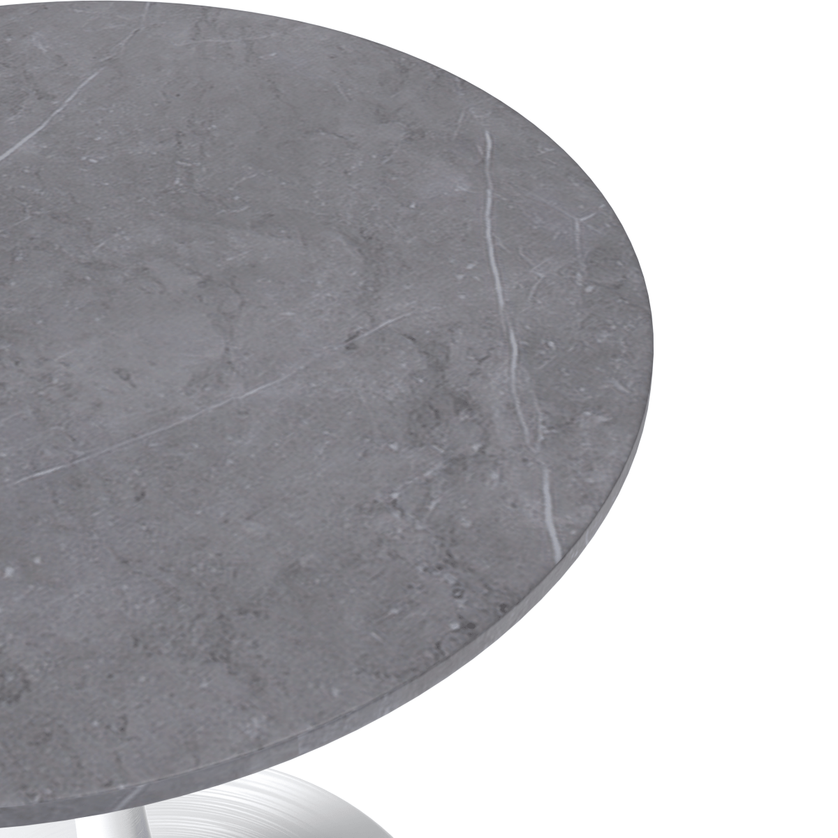 Leisuremod Dining Table Verve Round Dining Table with MDF/Sintered Stone/Resin Tabletop in White Stainless Steel Pedestal Base