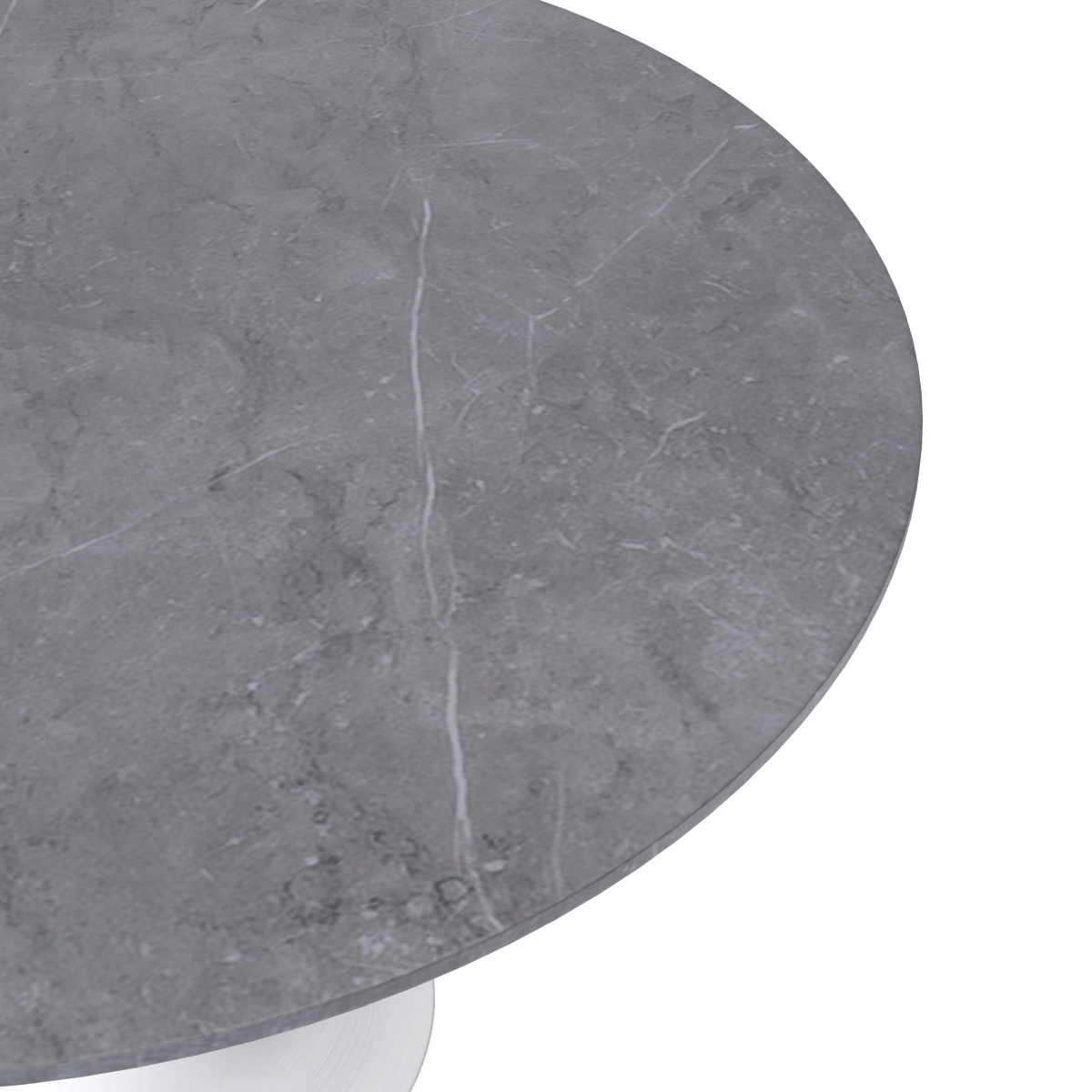 Leisuremod Dining Table Verve Round Dining Table with MDF/Sintered Stone/Resin Tabletop in White Stainless Steel Pedestal Base