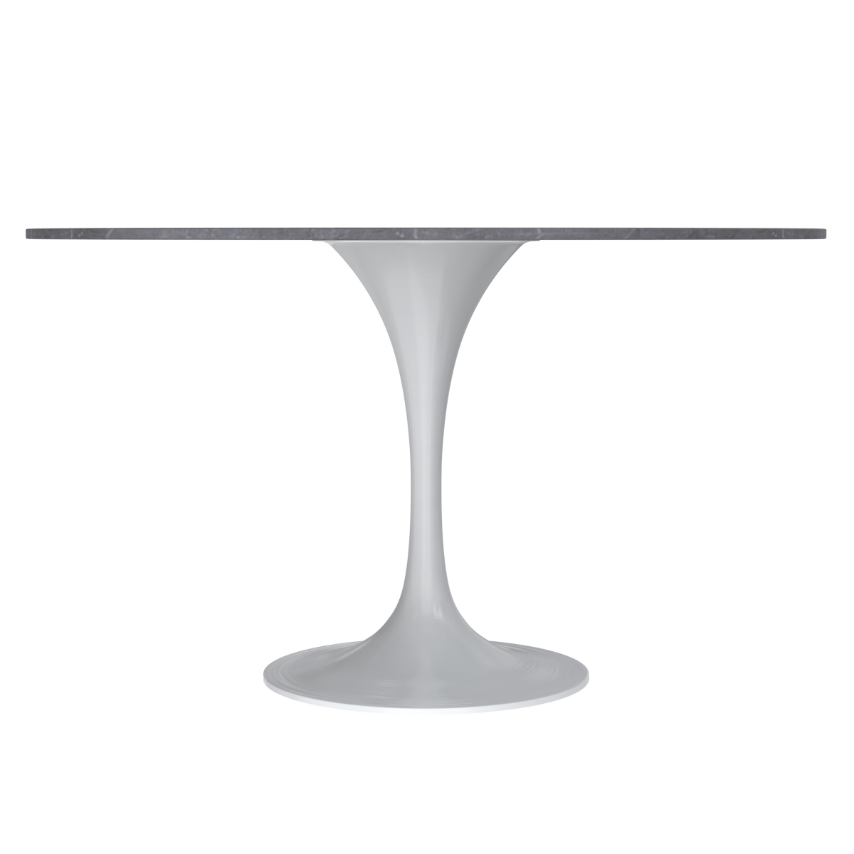 Leisuremod Dining Table Verve Round Dining Table with MDF/Sintered Stone/Resin Tabletop in White Stainless Steel Pedestal Base