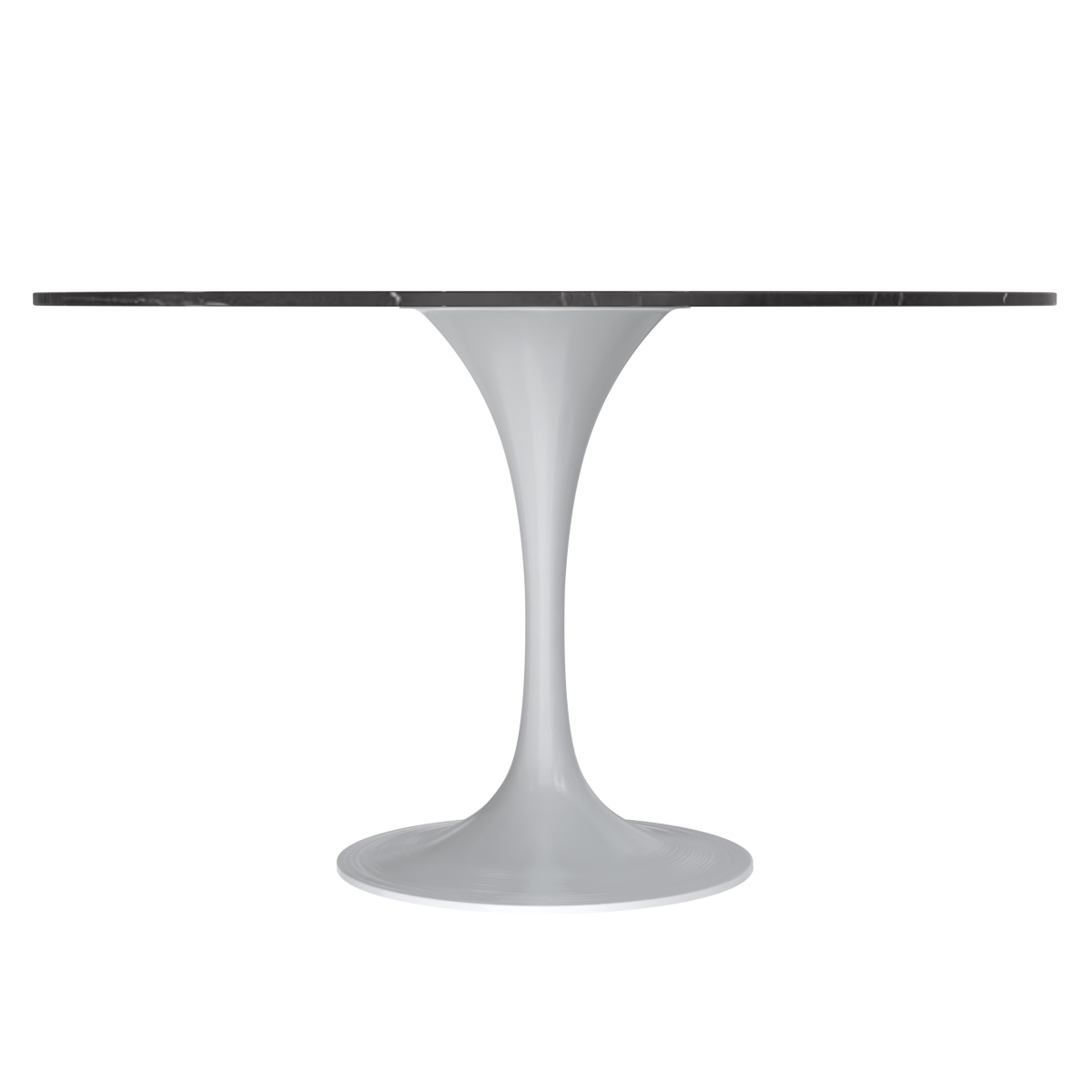 Leisuremod Dining Table Verve Round Dining Table with MDF/Sintered Stone/Resin Tabletop in White Stainless Steel Pedestal Base