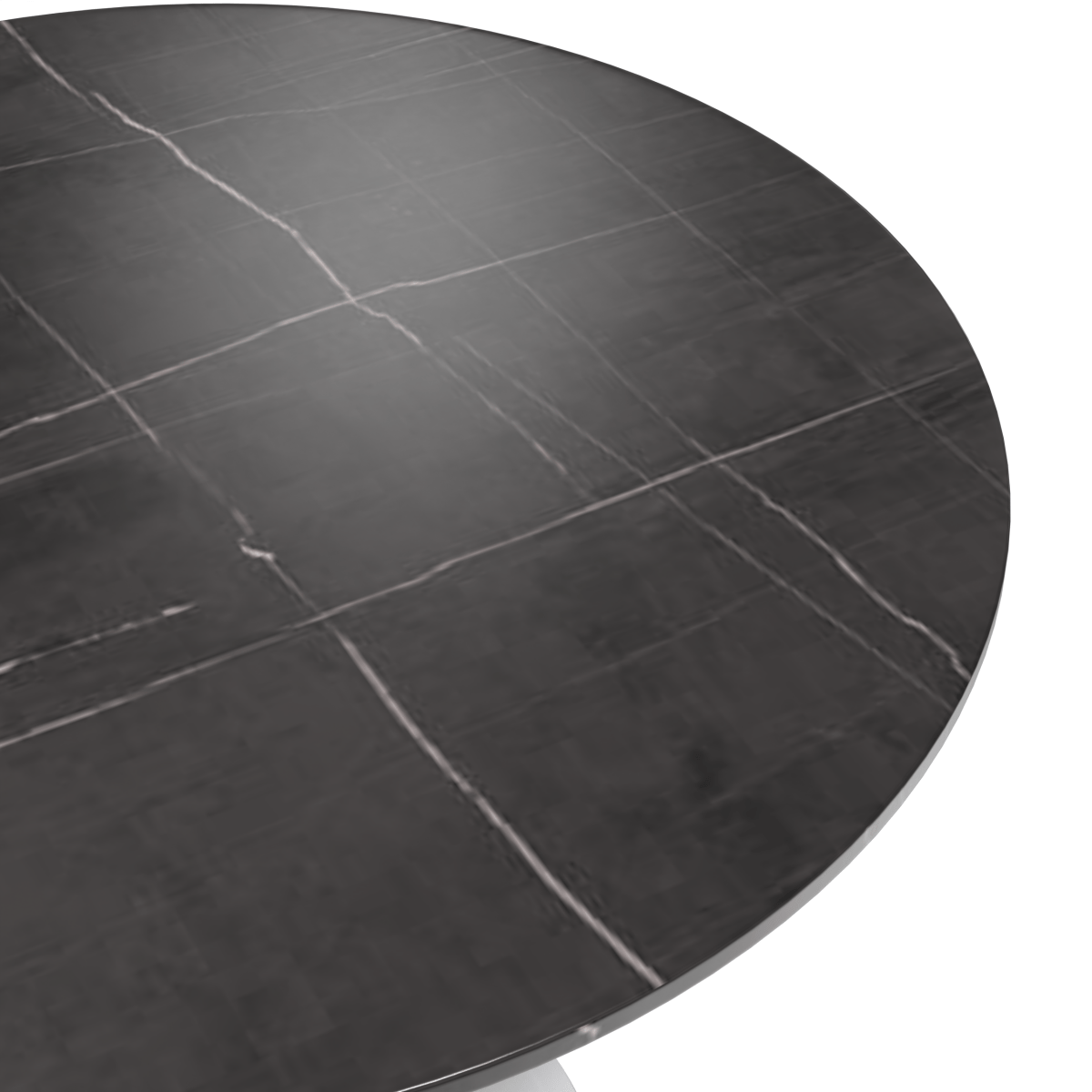 Leisuremod Dining Table Verve Round Dining Table with MDF/Sintered Stone/Resin Tabletop in White Stainless Steel Pedestal Base