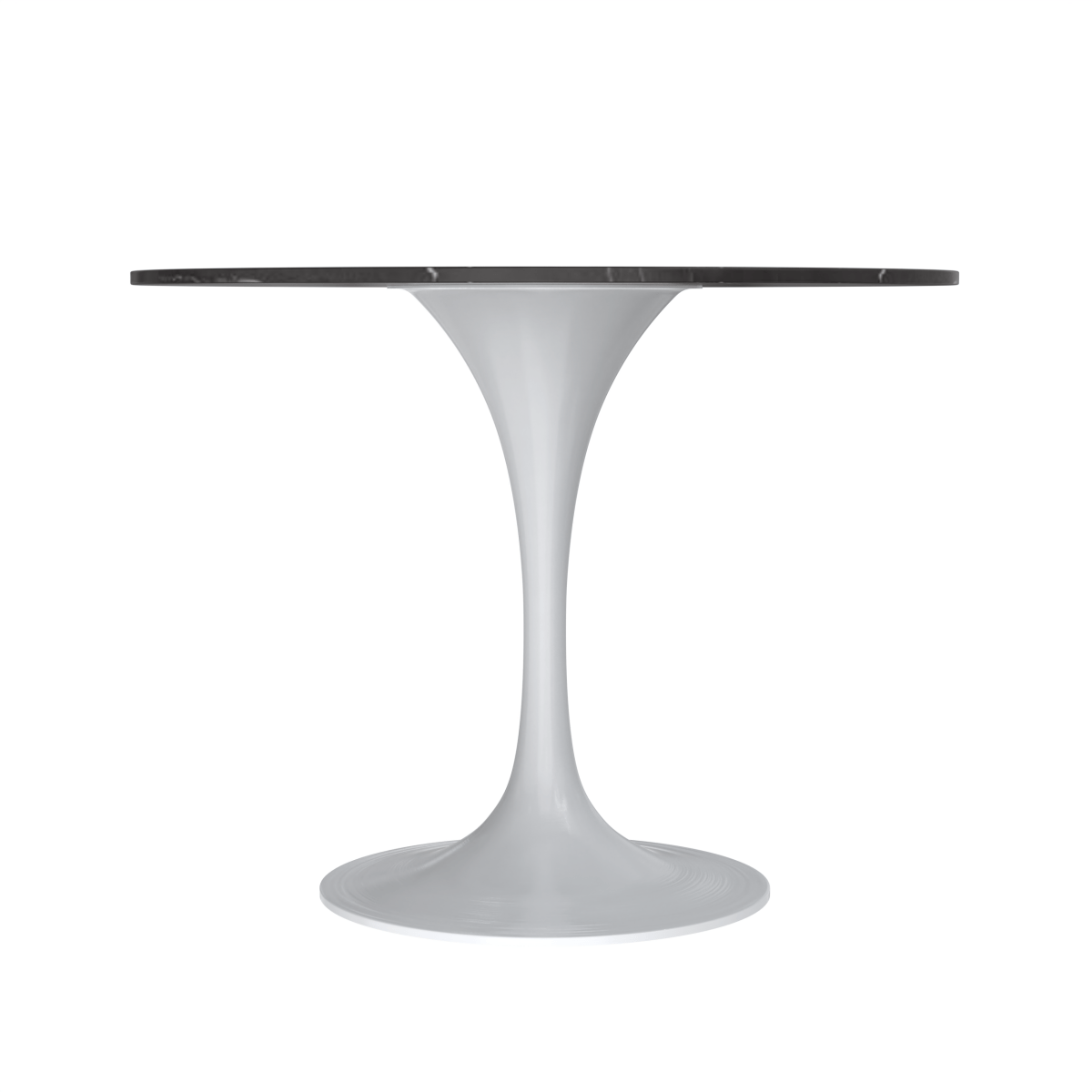 Leisuremod Dining Table Verve Round Dining Table with MDF/Sintered Stone/Resin Tabletop in White Stainless Steel Pedestal Base