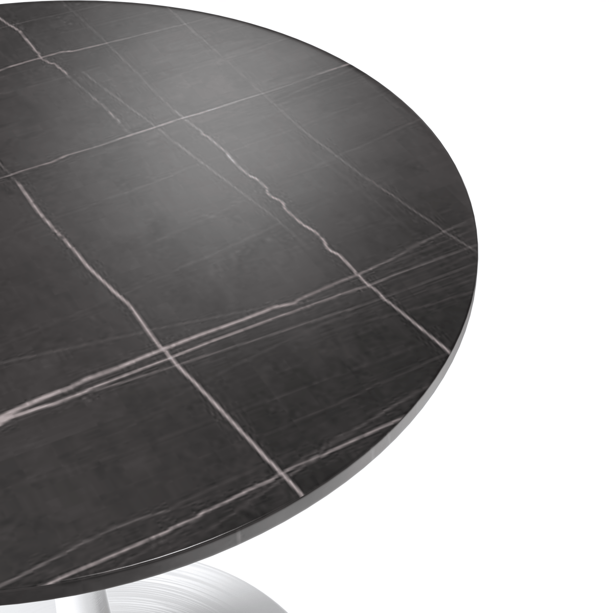 Leisuremod Dining Table Verve Round Dining Table with MDF/Sintered Stone/Resin Tabletop in White Stainless Steel Pedestal Base