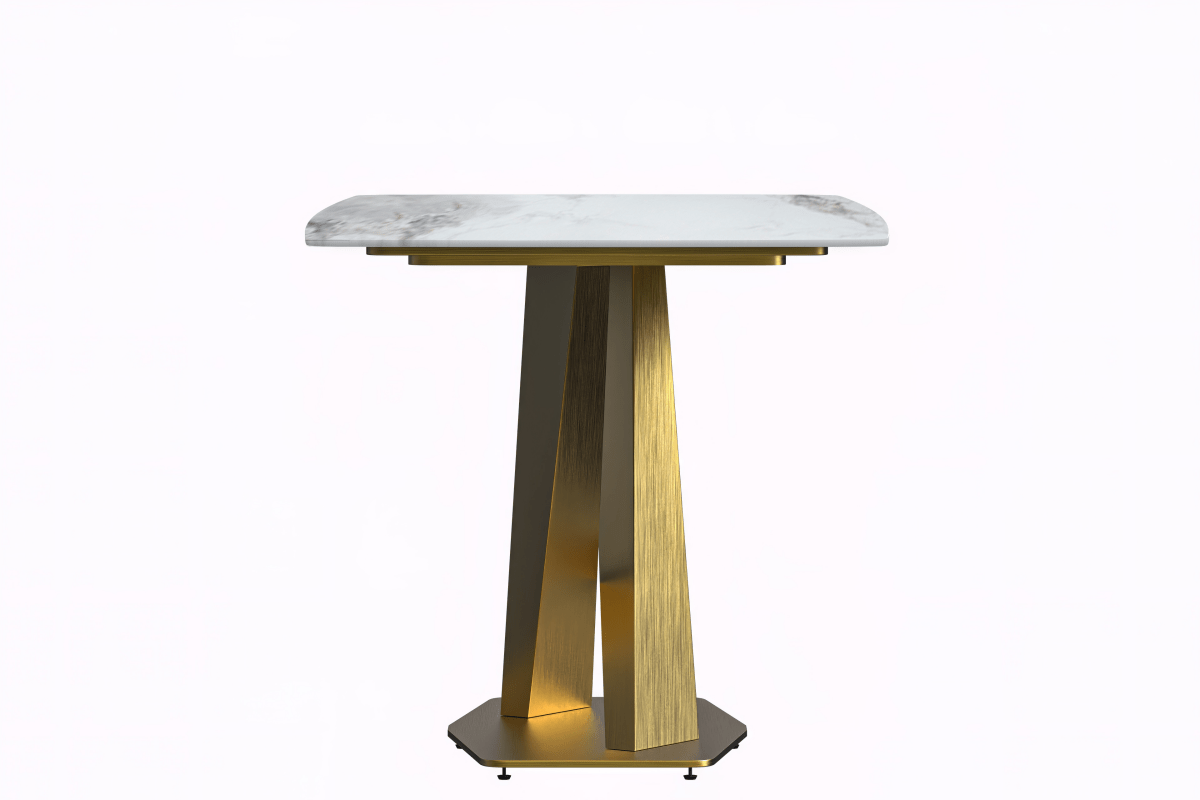 Leisuremod Dining Table Voren Dining Table with Rectangular Tabletop with Gold/Black Stainless Steel Base