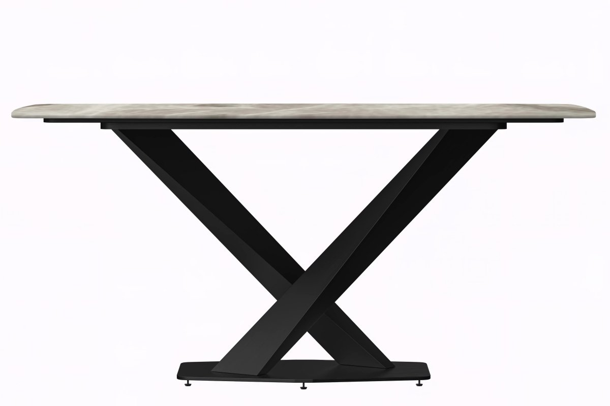 Leisuremod Dining Table Voren Dining Table with Rectangular Tabletop with Gold/Black Stainless Steel Base