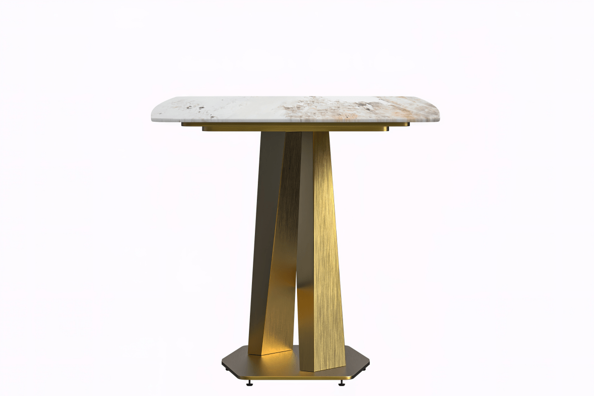 Leisuremod Dining Table Voren Dining Table with Rectangular Tabletop with Gold/Black Stainless Steel Base