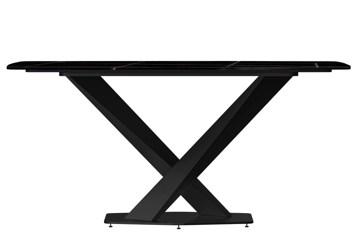 Leisuremod Dining Table Voren Dining Table with Rectangular Tabletop with Gold/Black Stainless Steel Base