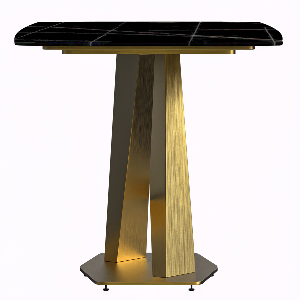 Leisuremod Dining Table Voren Dining Table with Rectangular Tabletop with Gold/Black Stainless Steel Base