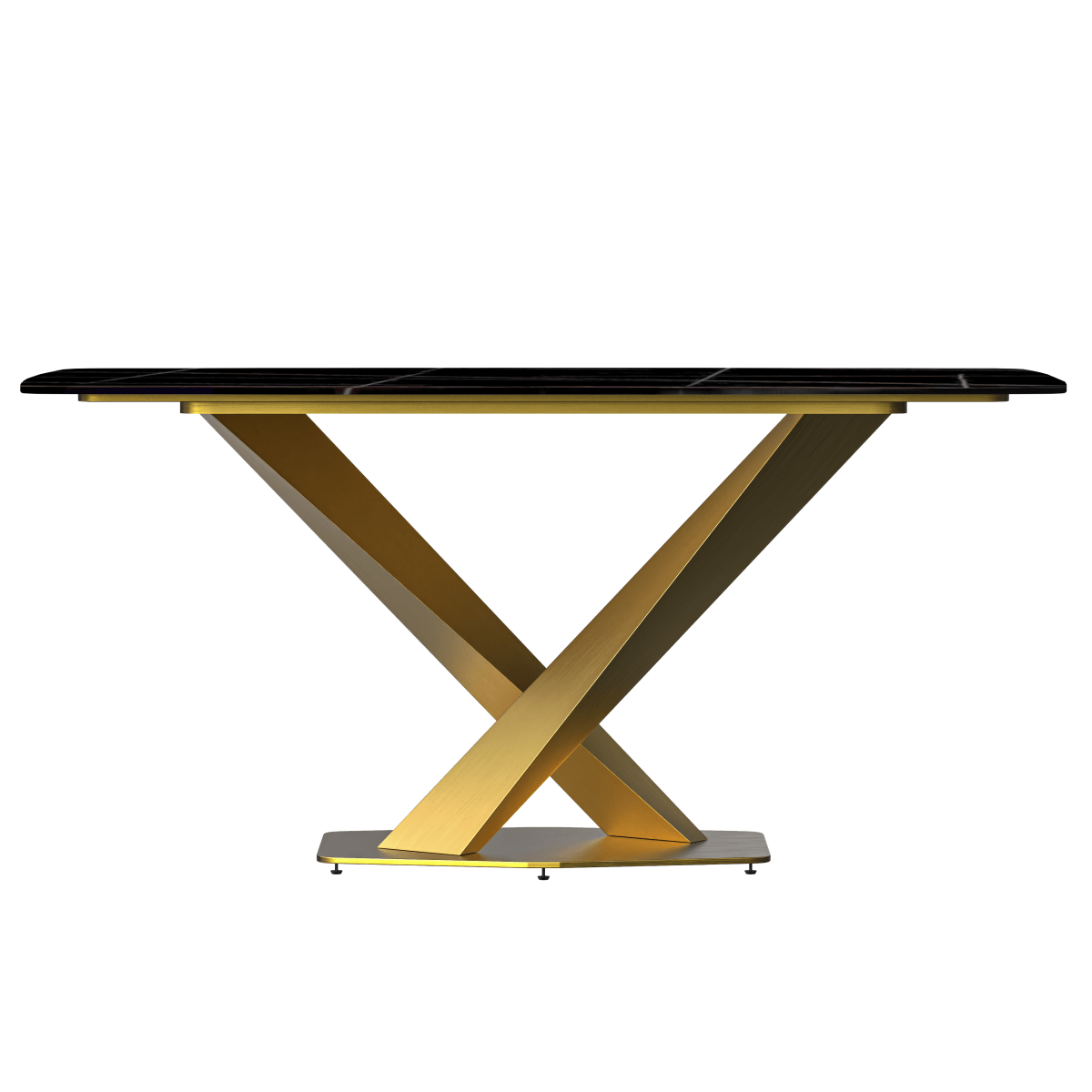 Leisuremod Dining Table Voren Dining Table with Rectangular Tabletop with Gold/Black Stainless Steel Base