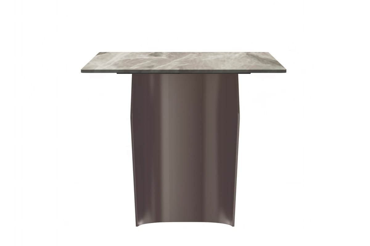 Leisuremod Dining Table Zelan Dining Table with Rectangular Glass/Sintered Stone Tabletop and Steel Legs