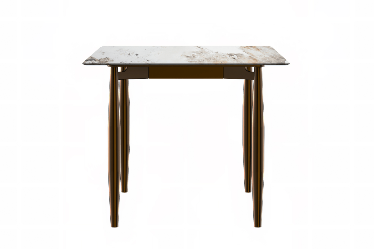 Leisuremod Dining Table Zinti Rectangular Dining Table with Glass/Sintered Stone Tabletop and Steel Base
