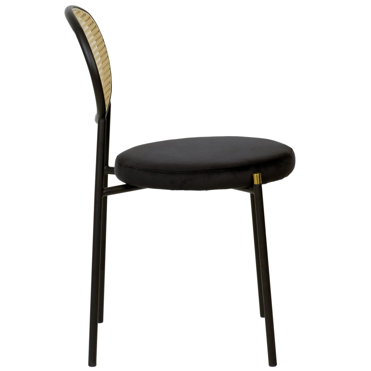 LeisureMod Euston Modern Wicker Dining Chair with Velvet/Leather Round Seat Set of 2