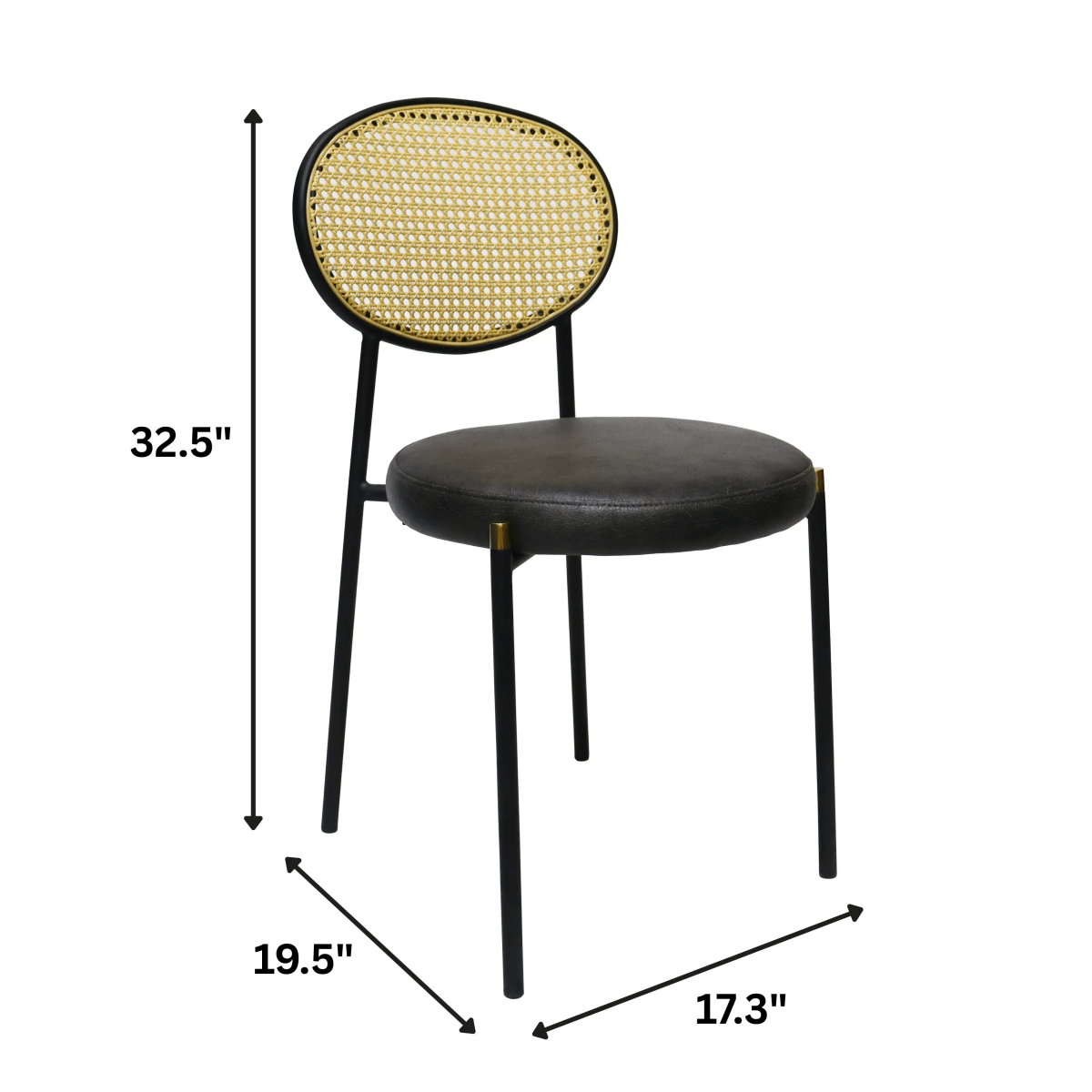 LeisureMod Euston Modern Wicker Dining Chair with Velvet/Leather Round Seat Set of 2