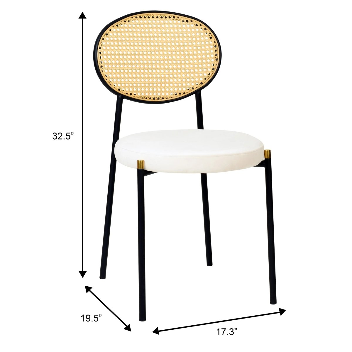 LeisureMod Euston Modern Wicker Dining Chair with Velvet/Leather Round Seat Set of 2