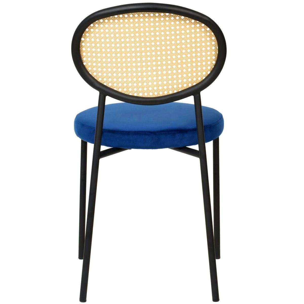 LeisureMod Euston Modern Wicker Dining Chair with Velvet/Leather Round Seat Set of 2