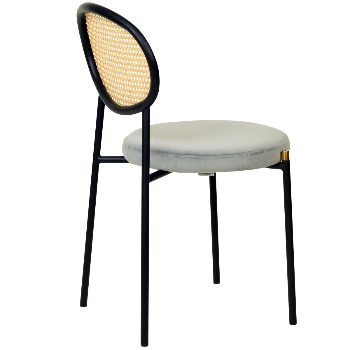 LeisureMod Euston Modern Wicker Dining Chair with Velvet/Leather Round Seat Set of 2