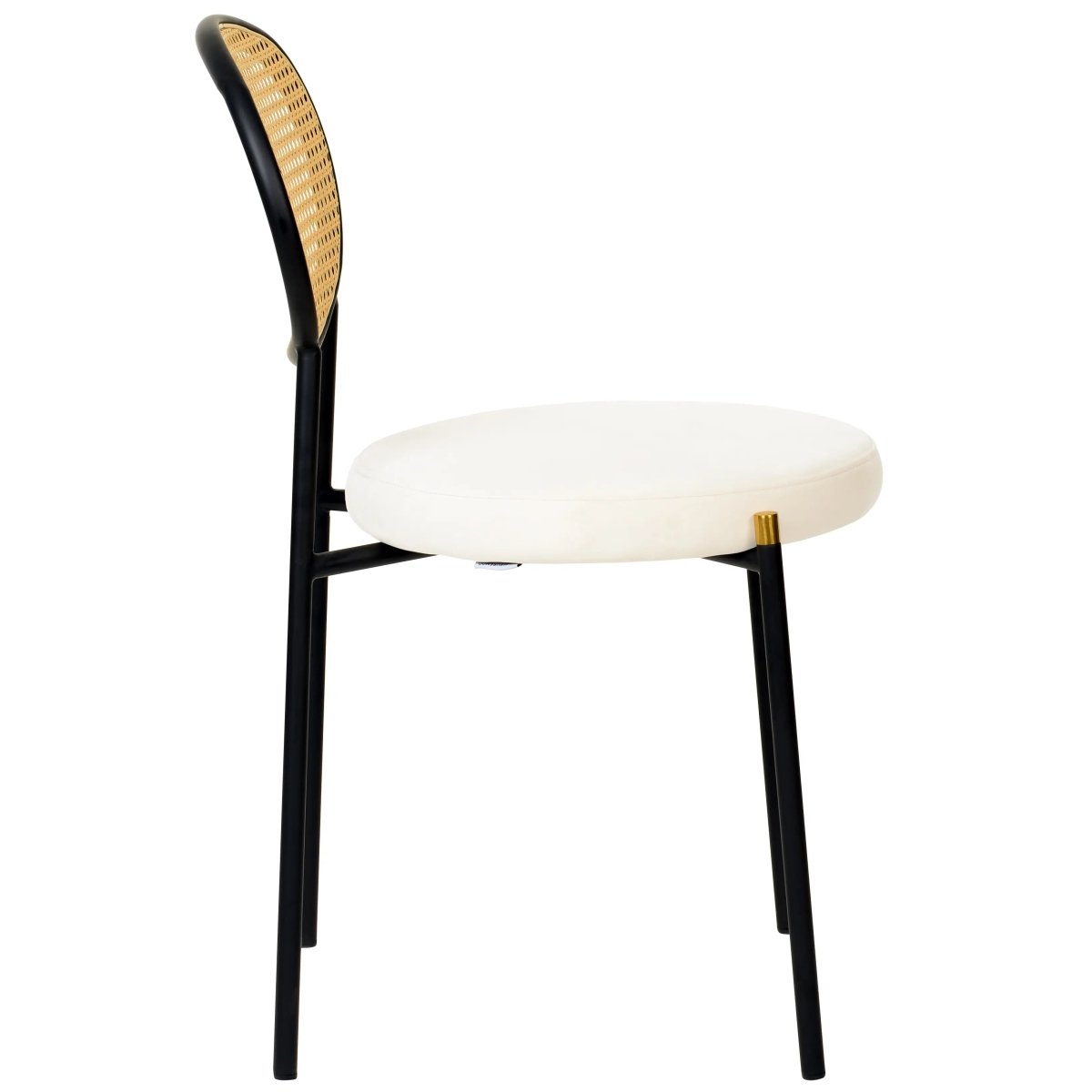 LeisureMod Euston Modern Wicker Dining Chair with Velvet/Leather Round Seat Set of 2