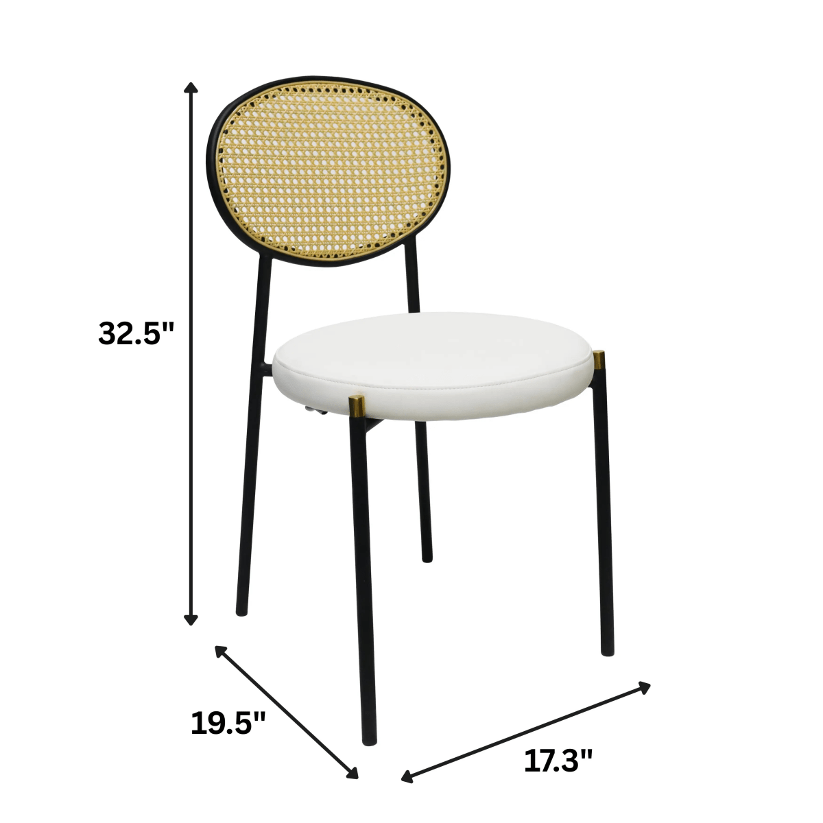LeisureMod Euston Modern Wicker Dining Chair with Velvet/Leather Round Seat Set of 2