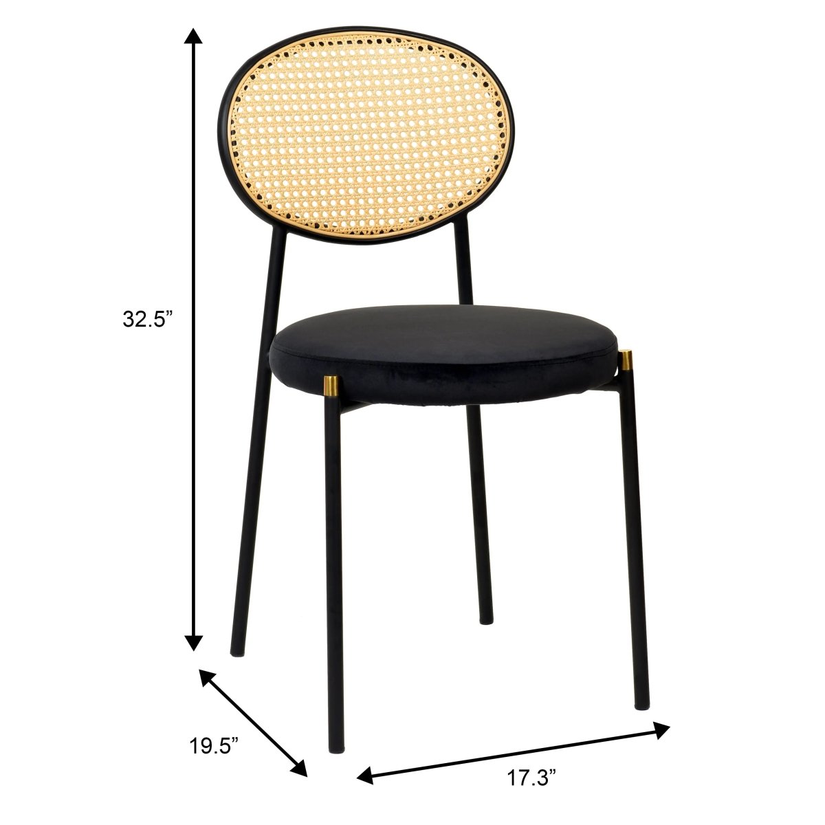 LeisureMod Euston Modern Wicker Dining Chair with Velvet/Leather Round Seat Set of 2