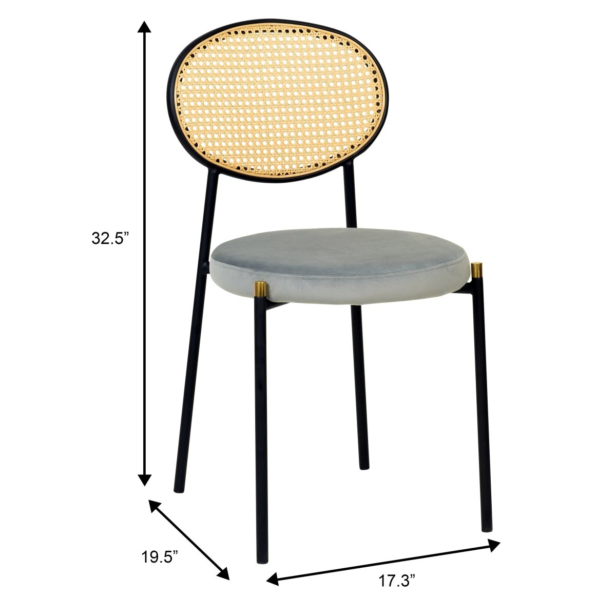LeisureMod Euston Modern Wicker Dining Chair with Velvet/Leather Round Seat Set of 2