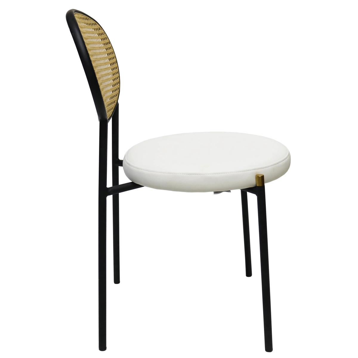 LeisureMod Euston Modern Wicker Dining Chair with Velvet/Leather Round Seat Set of 2