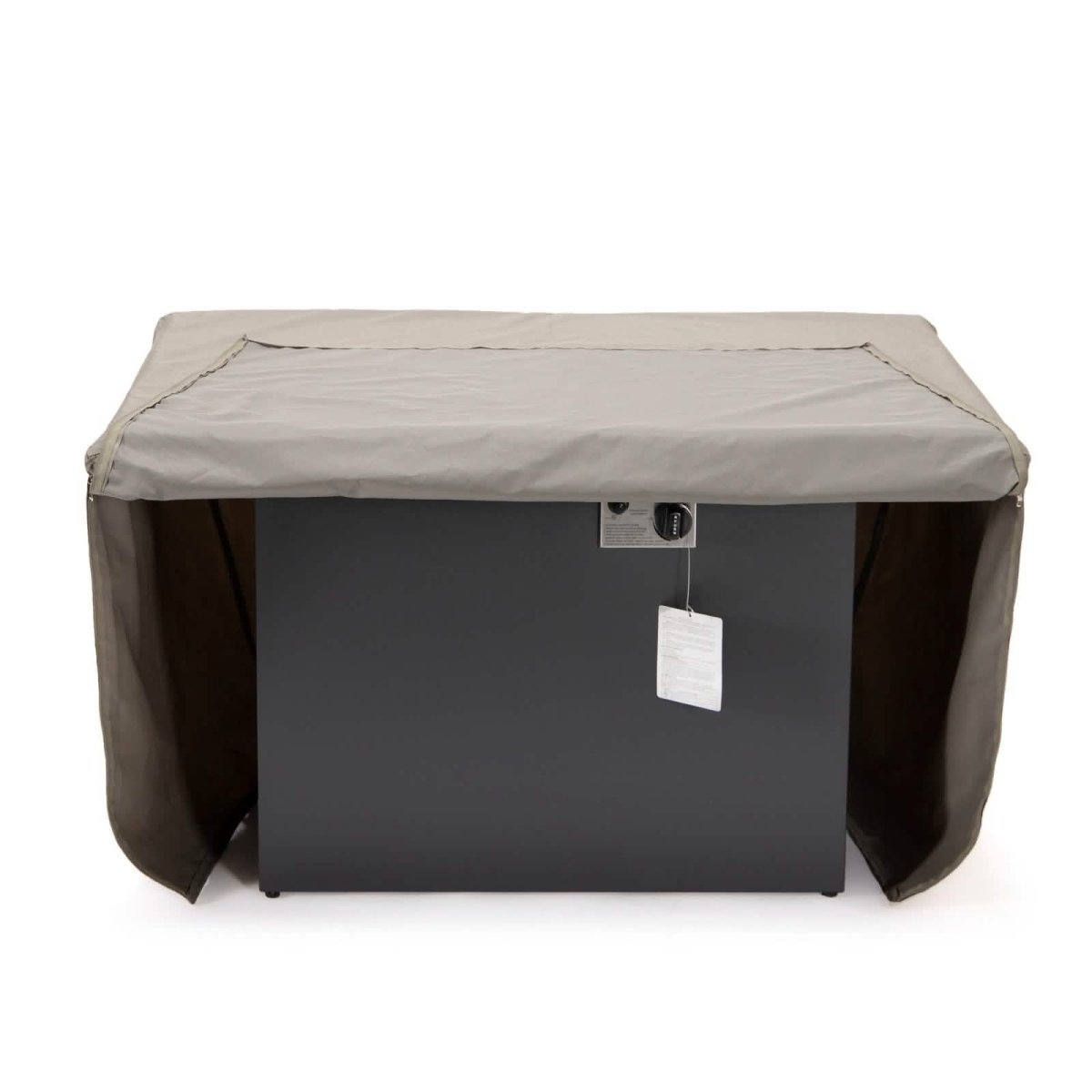 Chelsea Waterproof Fabric Rectangle Fire Pit Table Cover Taupe Fire Pits Leisuremod