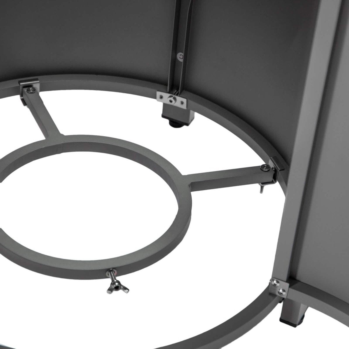 Walbrooke Modern Round Tank Holder Table with Tempered Glass Top and Powder Coated Aluminum Slats/Non Slats Design Non Slats White Fire Pits Leisuremod