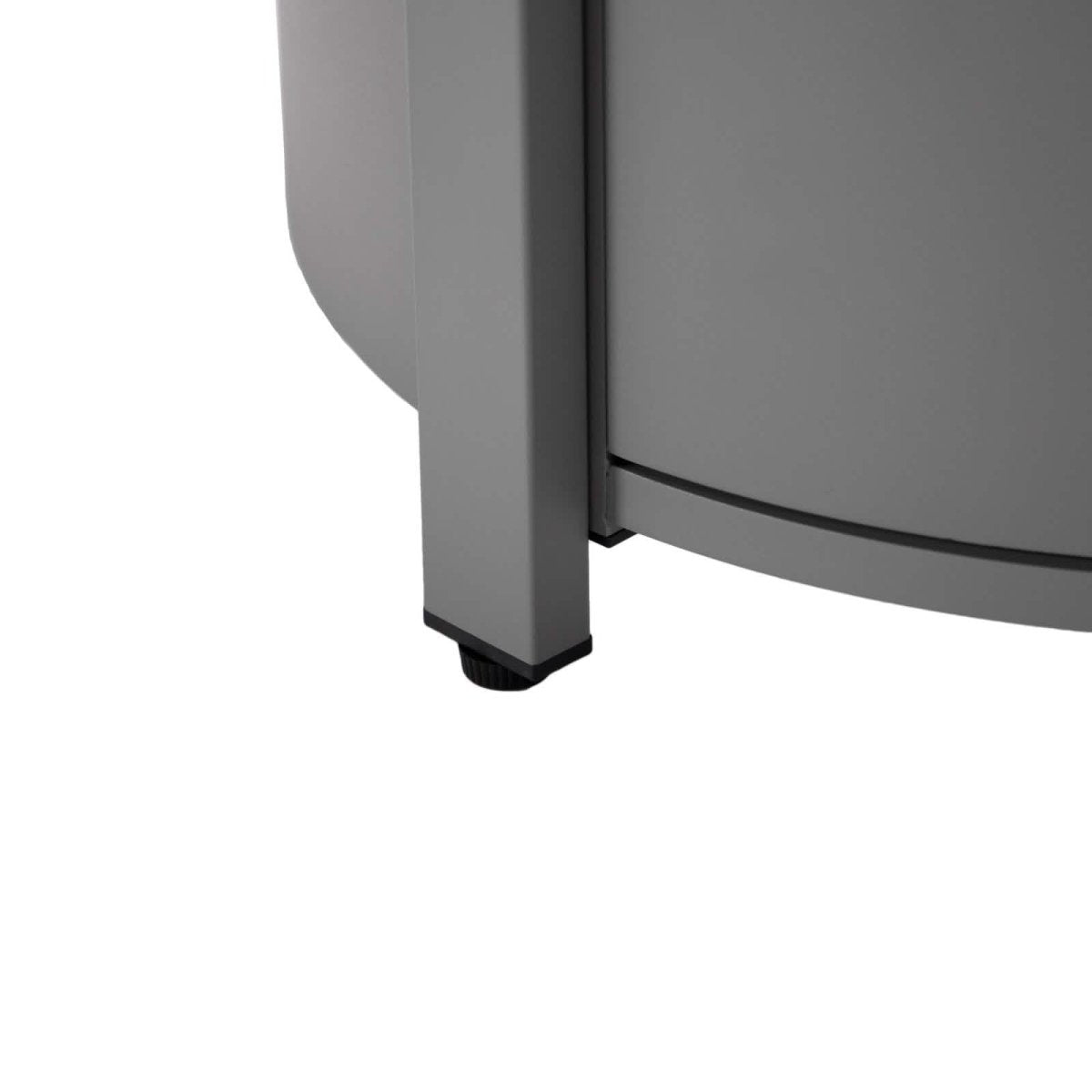 Walbrooke Modern Round Tank Holder Table with Tempered Glass Top and Powder Coated Aluminum Slats/Non Slats Design Non Slats White Fire Pits Leisuremod