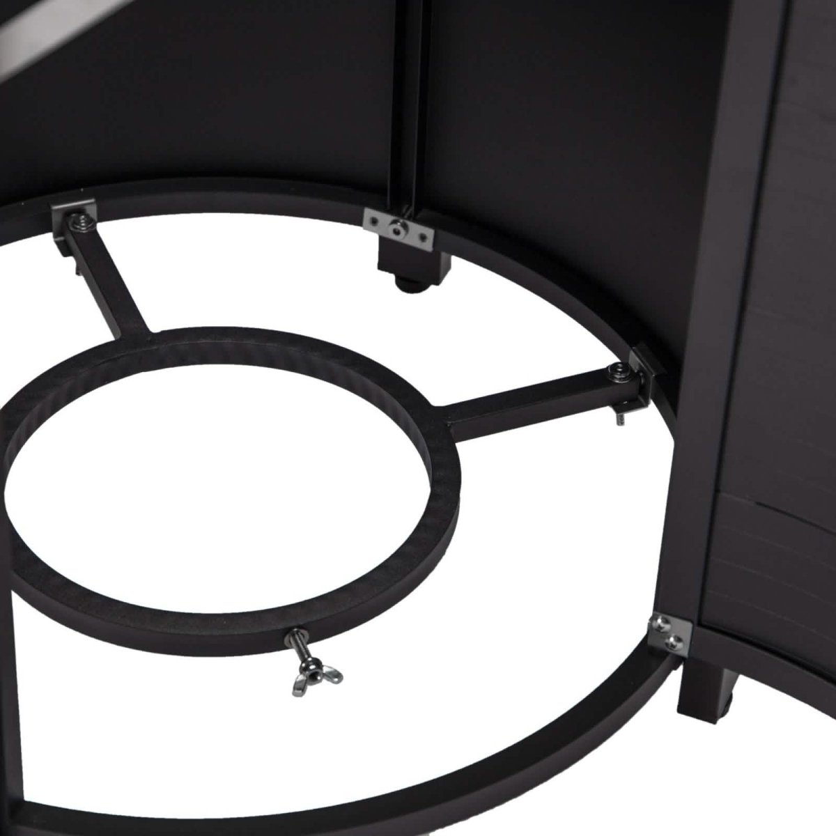 Walbrooke Modern Round Tank Holder Table with Tempered Glass Top and Powder Coated Aluminum Slats/Non Slats Design Non Slats White Fire Pits Leisuremod