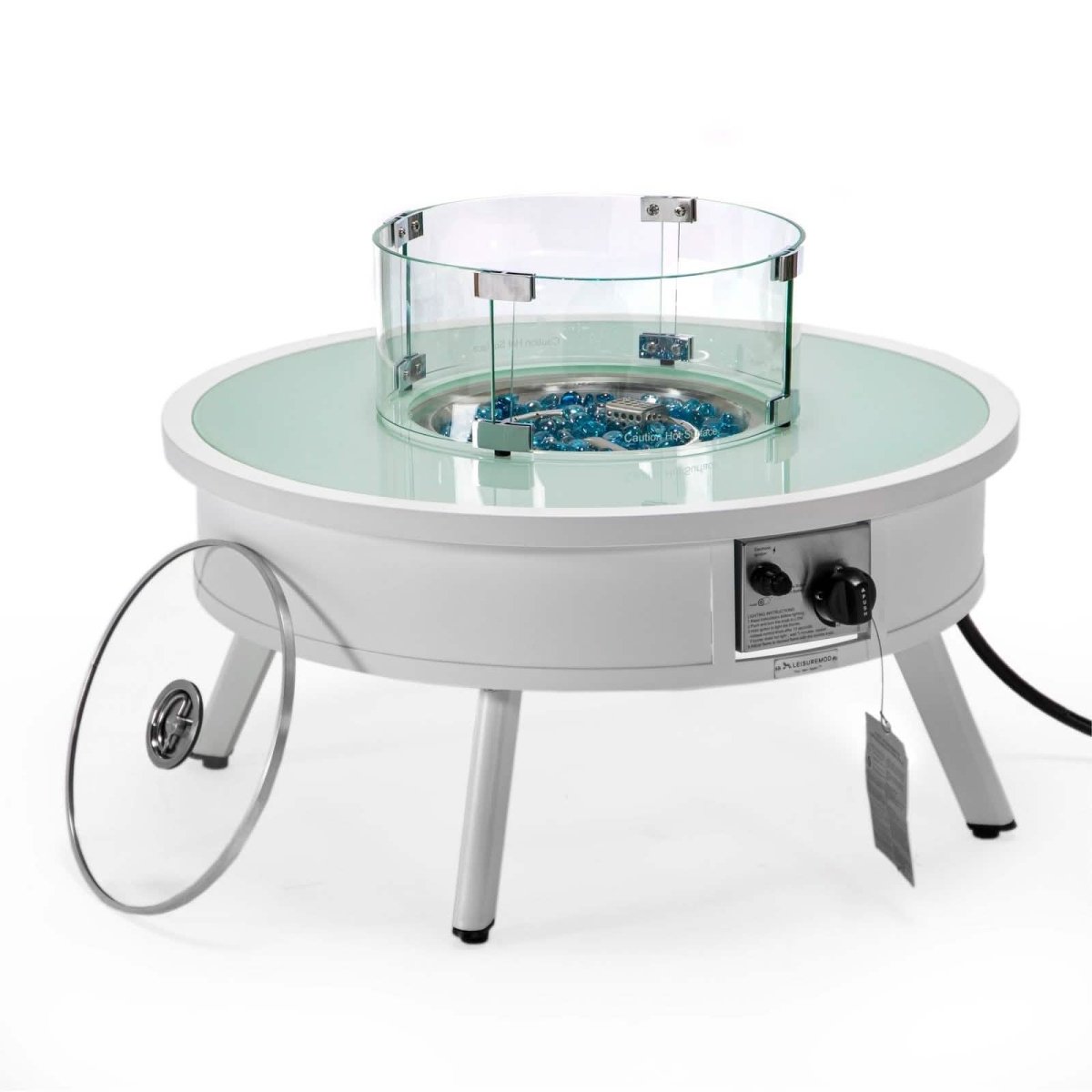 Walbrooke Outdoor Patio Round Fire Pit and Tank Holder White Fire Pits Leisuremod