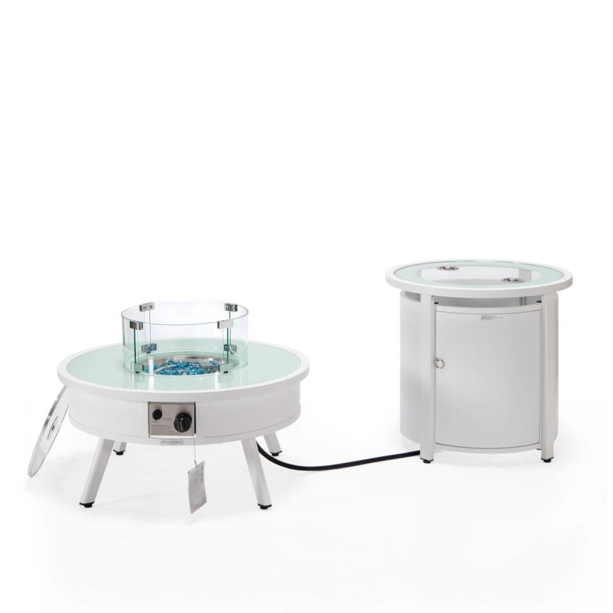 Walbrooke Outdoor Patio Round Fire Pit and Tank Holder White Fire Pits Leisuremod