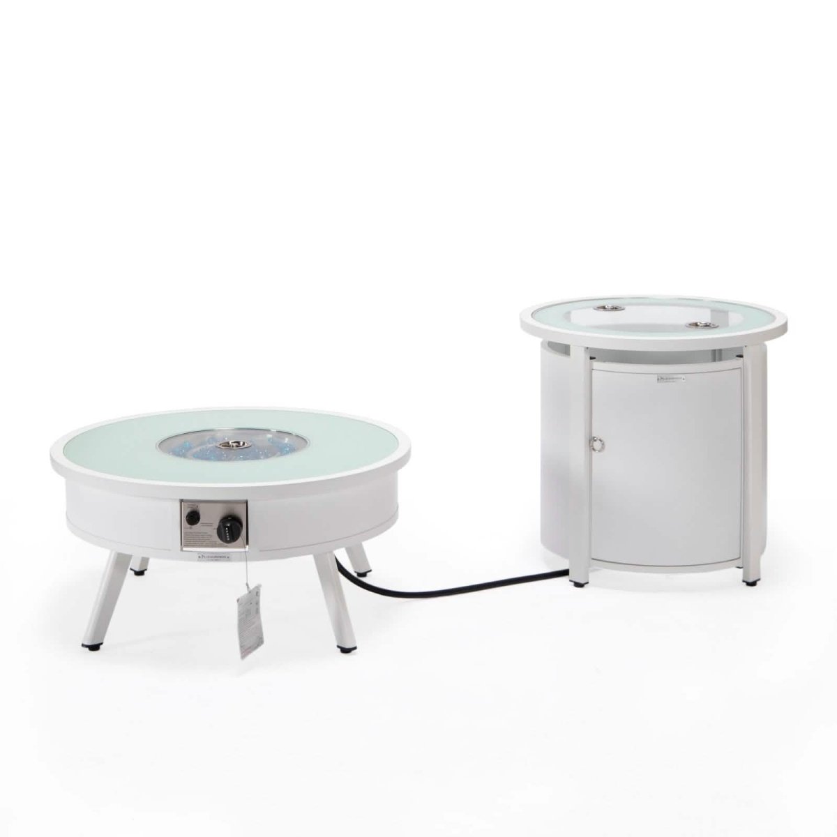 Walbrooke Outdoor Patio Round Fire Pit and Tank Holder White Fire Pits Leisuremod
