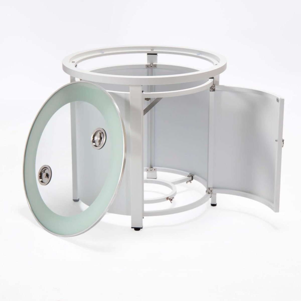 Walbrooke Outdoor Patio Round Fire Pit and Tank Holder White Fire Pits Leisuremod