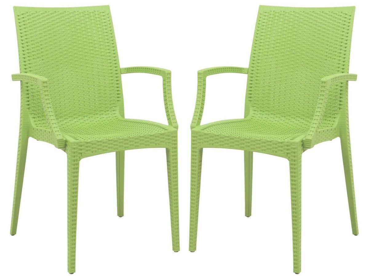 Weave Mace Indoor/Outdoor Chair (With Arms) Green Leisuremod