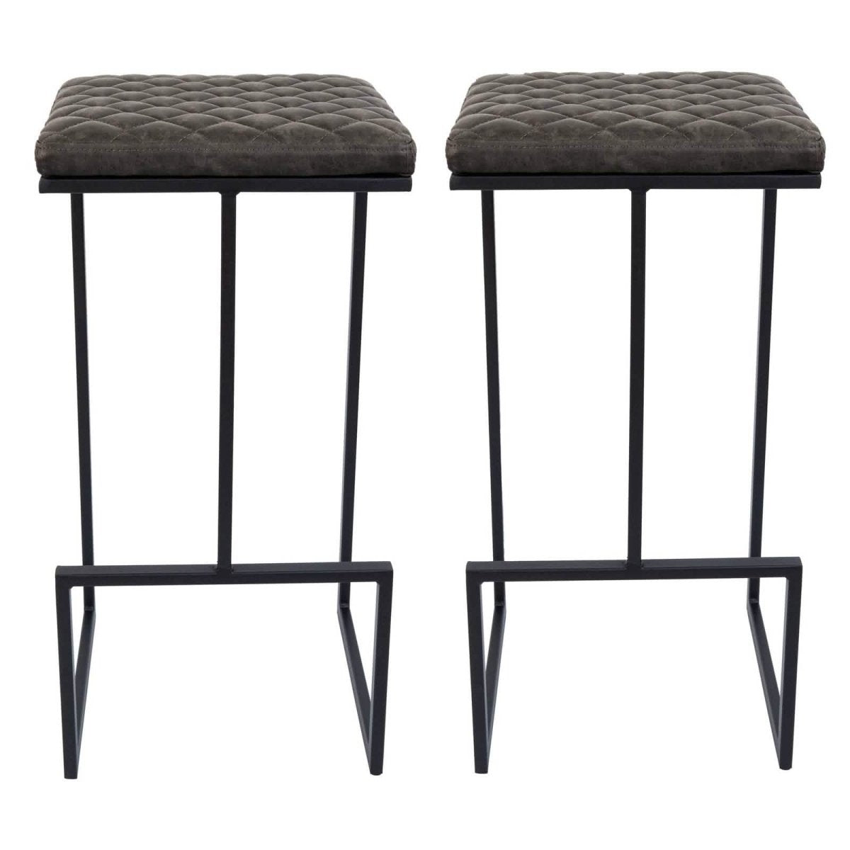 Quincy Leather Bar Stools With Metal Frame Grey Leisuremod