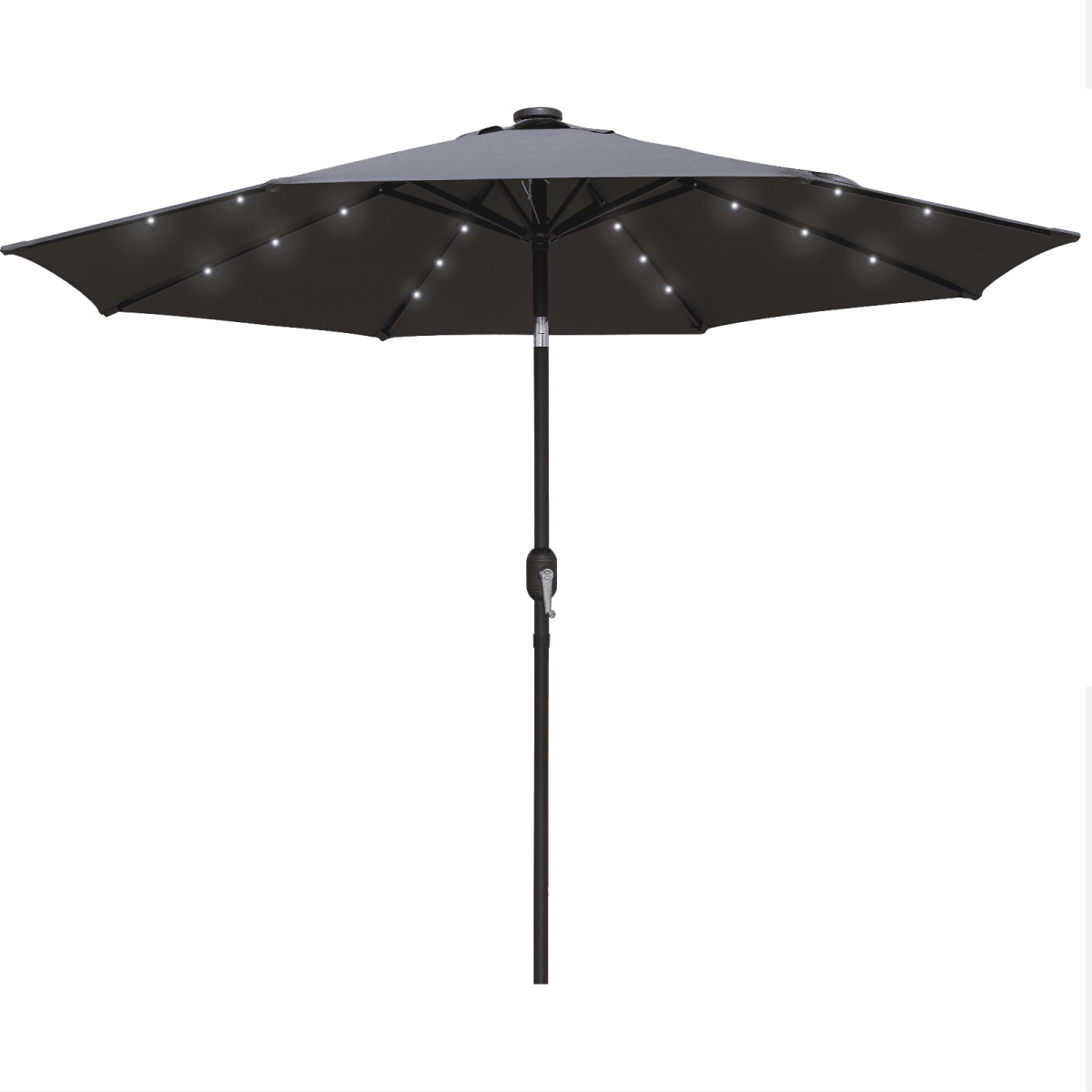 Sierra 9' Outdoor Patio Tilt Market Umbrella with Solar LED Lights Grey Leisuremod