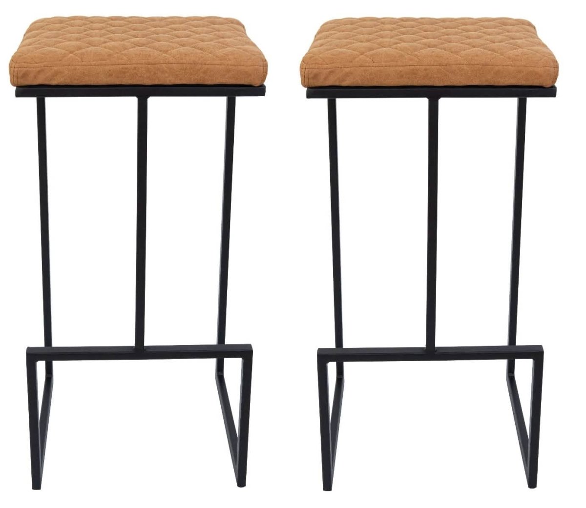 Quincy Leather Bar Stools With Metal Frame Light Brown Leisuremod