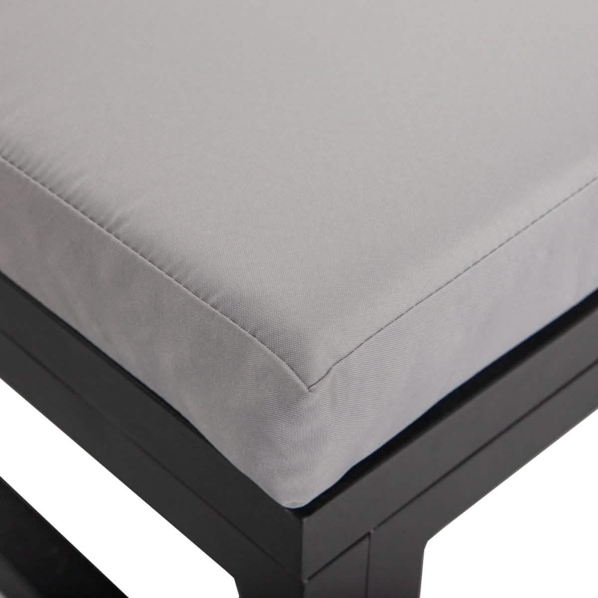 Chelsea Aluminum Outdoor 2 in 1 Convertible Sofa and Double Chaise Lounge Chair with Removable Cushions Black Light Grey Lounge Chair Leisuremod