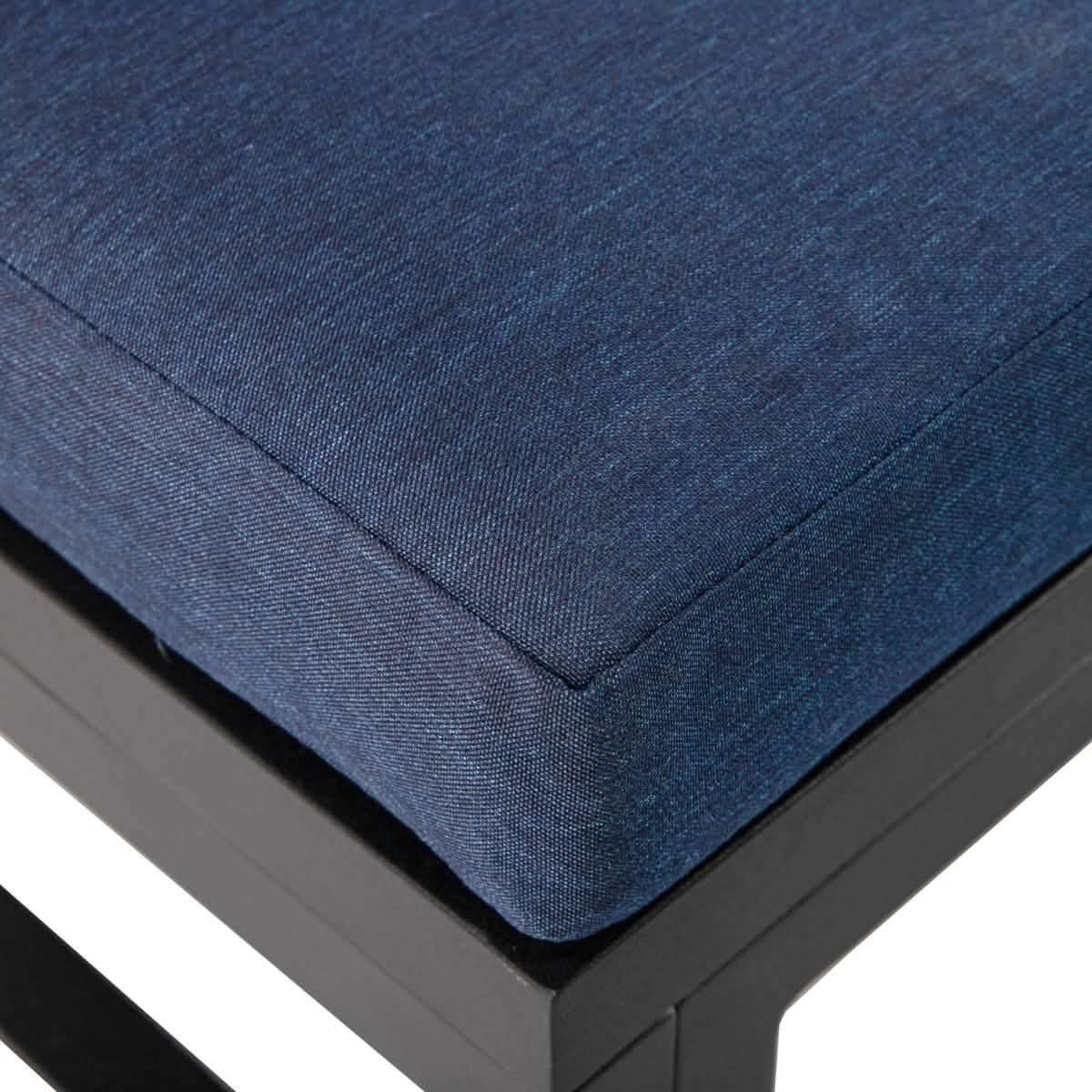 Chelsea Aluminum Outdoor 2 in 1 Convertible Sofa and Double Chaise Lounge Chair with Removable Cushions Black Blue Lounge Chair Leisuremod