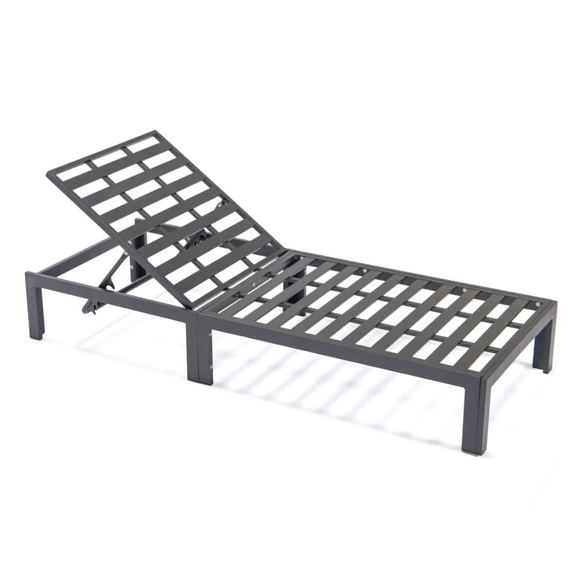 Chelsea Aluminum Outdoor Chaise Lounge Chair with Removable Cushions Black Beige Lounge Chair Leisuremod