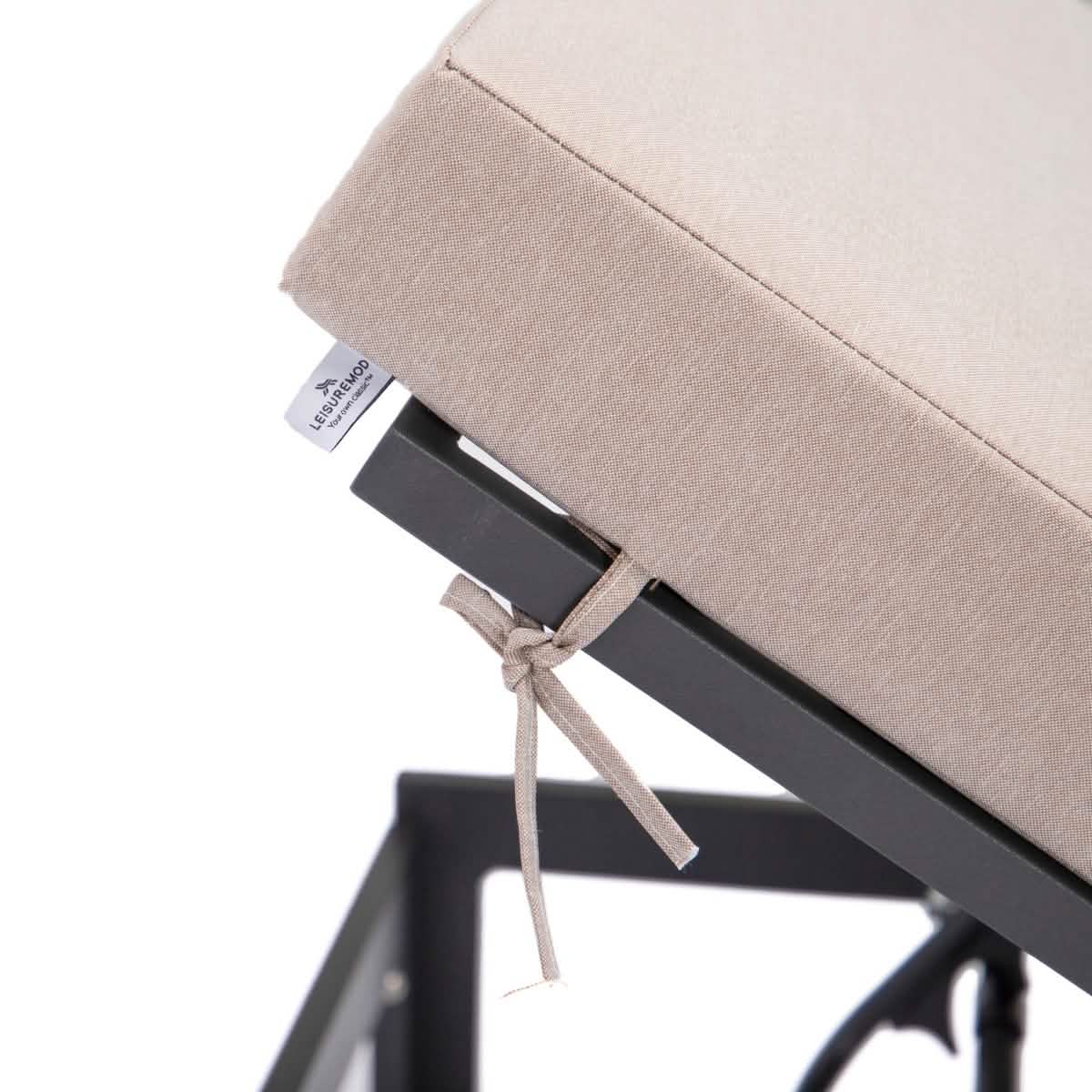 Chelsea Aluminum Outdoor Chaise Lounge Chair with Removable Cushions Black Beige Lounge Chair Leisuremod