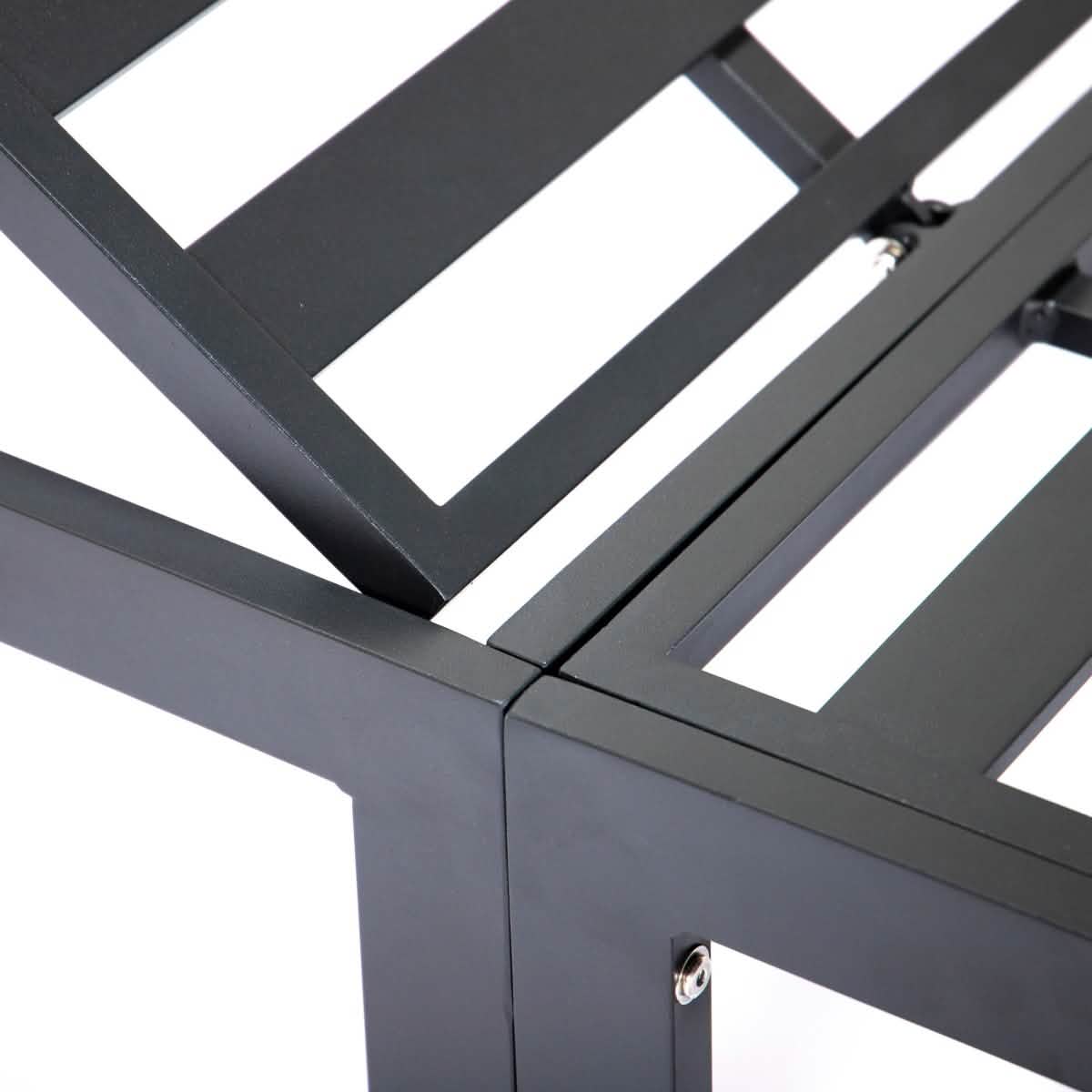 Chelsea Aluminum Outdoor Chaise Lounge Chair with Removable Cushions Black Beige Lounge Chair Leisuremod