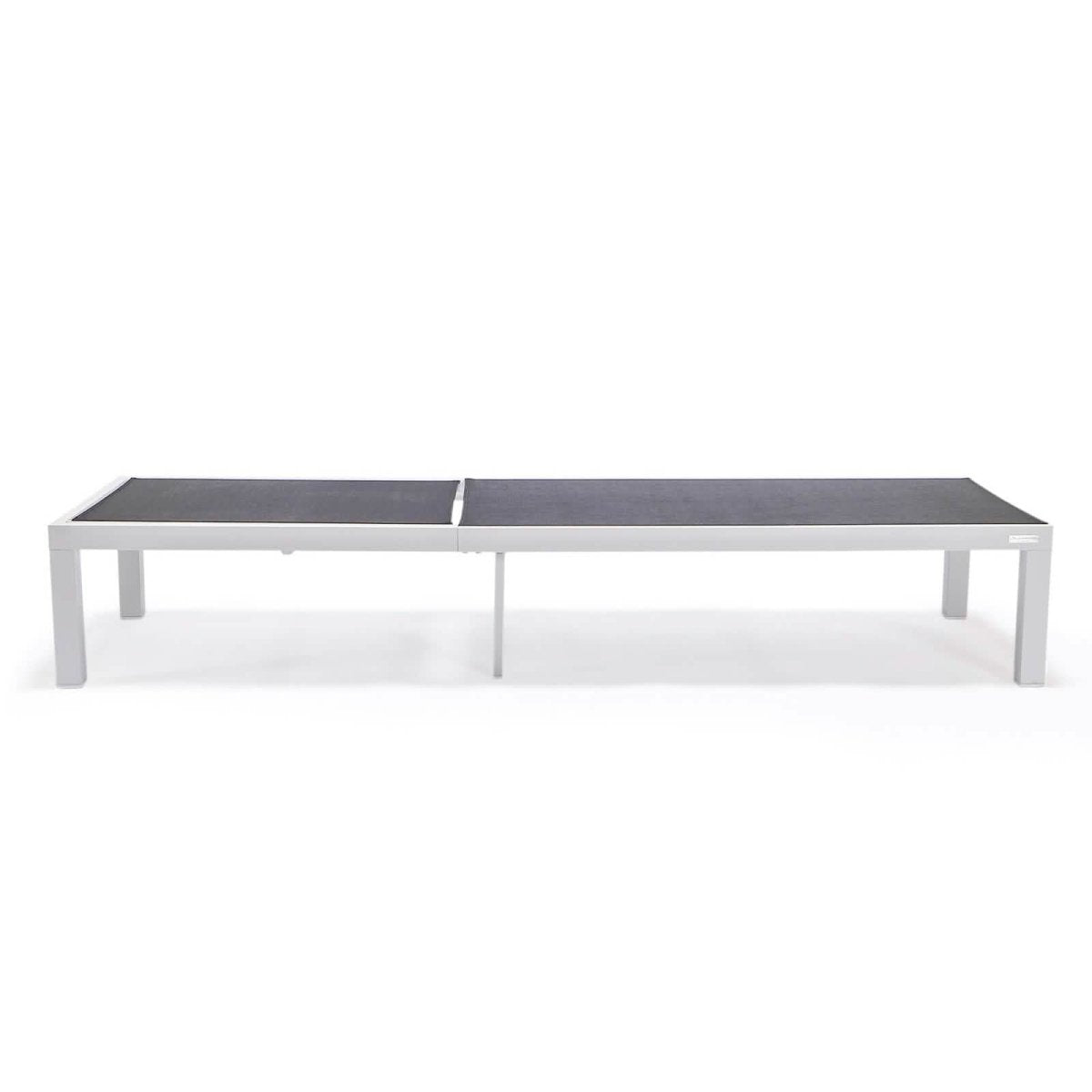 Marlin Modern White Aluminum Outdoor Chaise Lounge Chair With Square Fire Pit Side Table Set of 2 Burgundy Leisuremod
