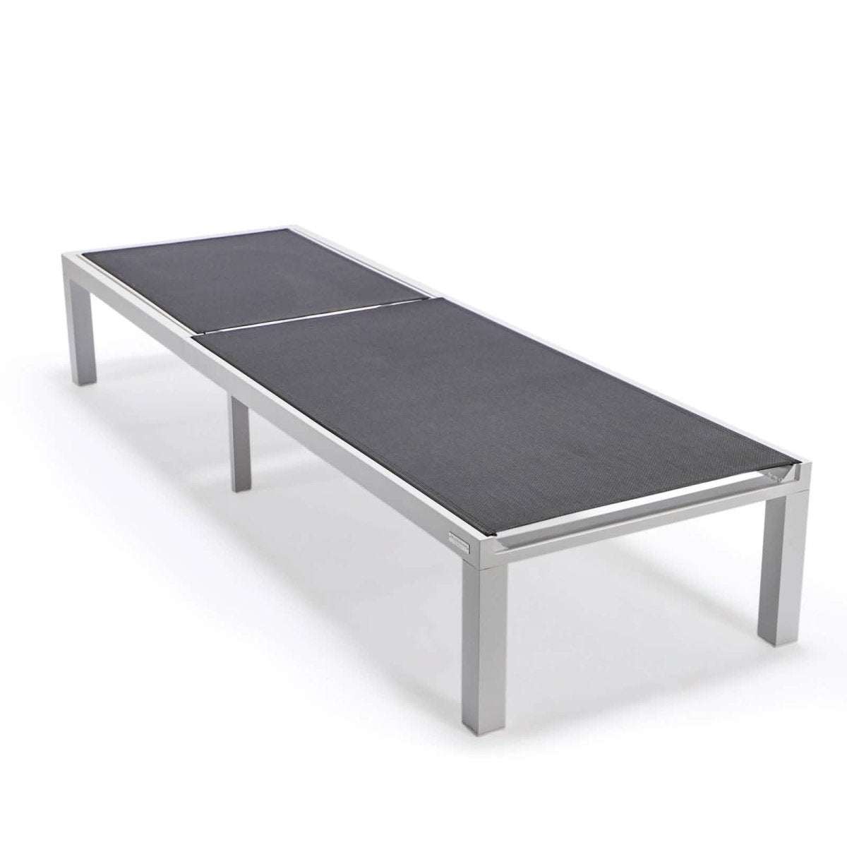 Marlin Modern White Aluminum Outdoor Chaise Lounge Chair With Square Fire Pit Side Table Set of 2 Black Leisuremod