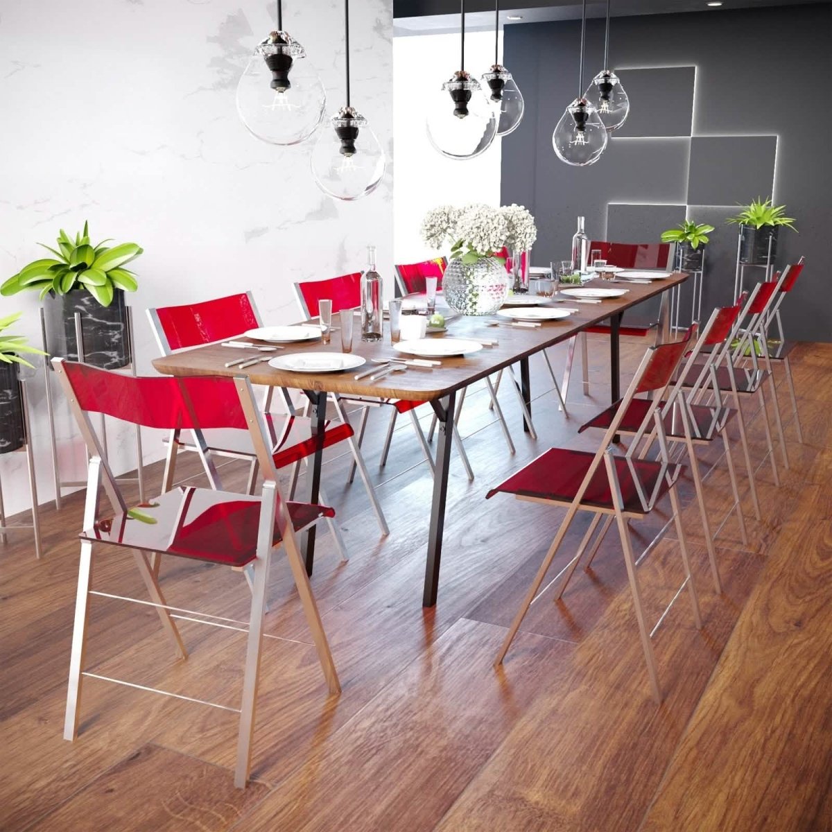 Menno Modern Acrylic Folding Chair Red Leisuremod