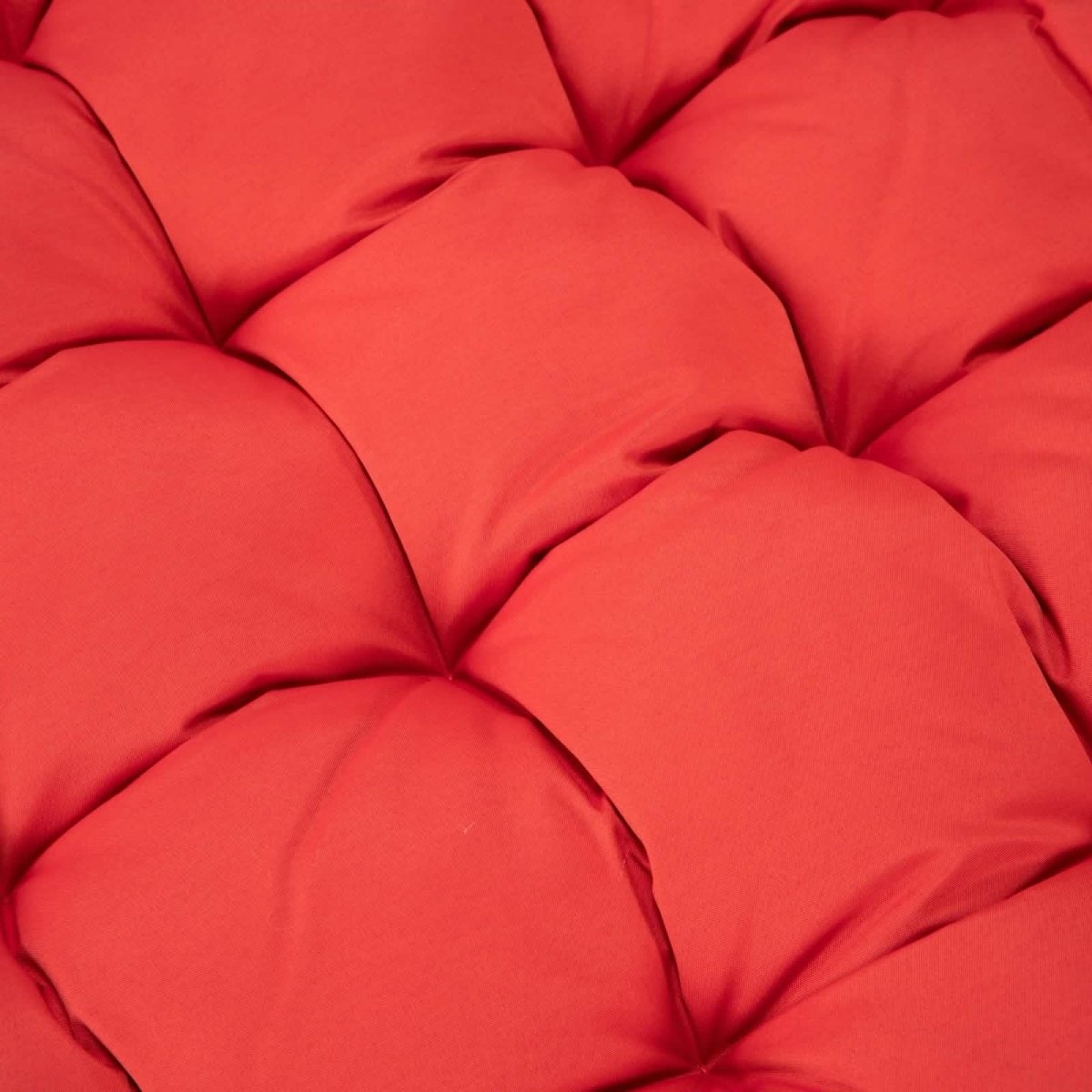 Modern Upholstered 2 Person Hanging Egg Swing Chair Cushion with Headrest Red Leisuremod