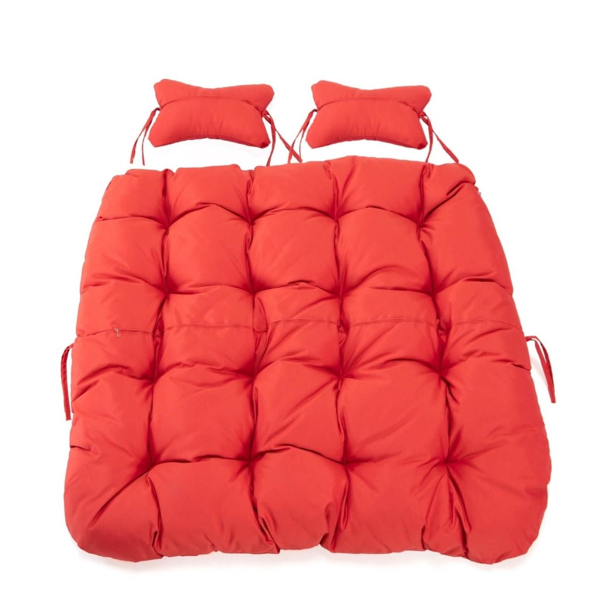 Modern Upholstered 2 Person Hanging Egg Swing Chair Cushion with Headrest Orange Leisuremod