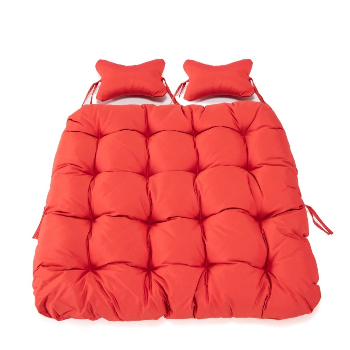 Modern Upholstered 2 Person Hanging Egg Swing Chair Cushion with Headrest Orange Leisuremod