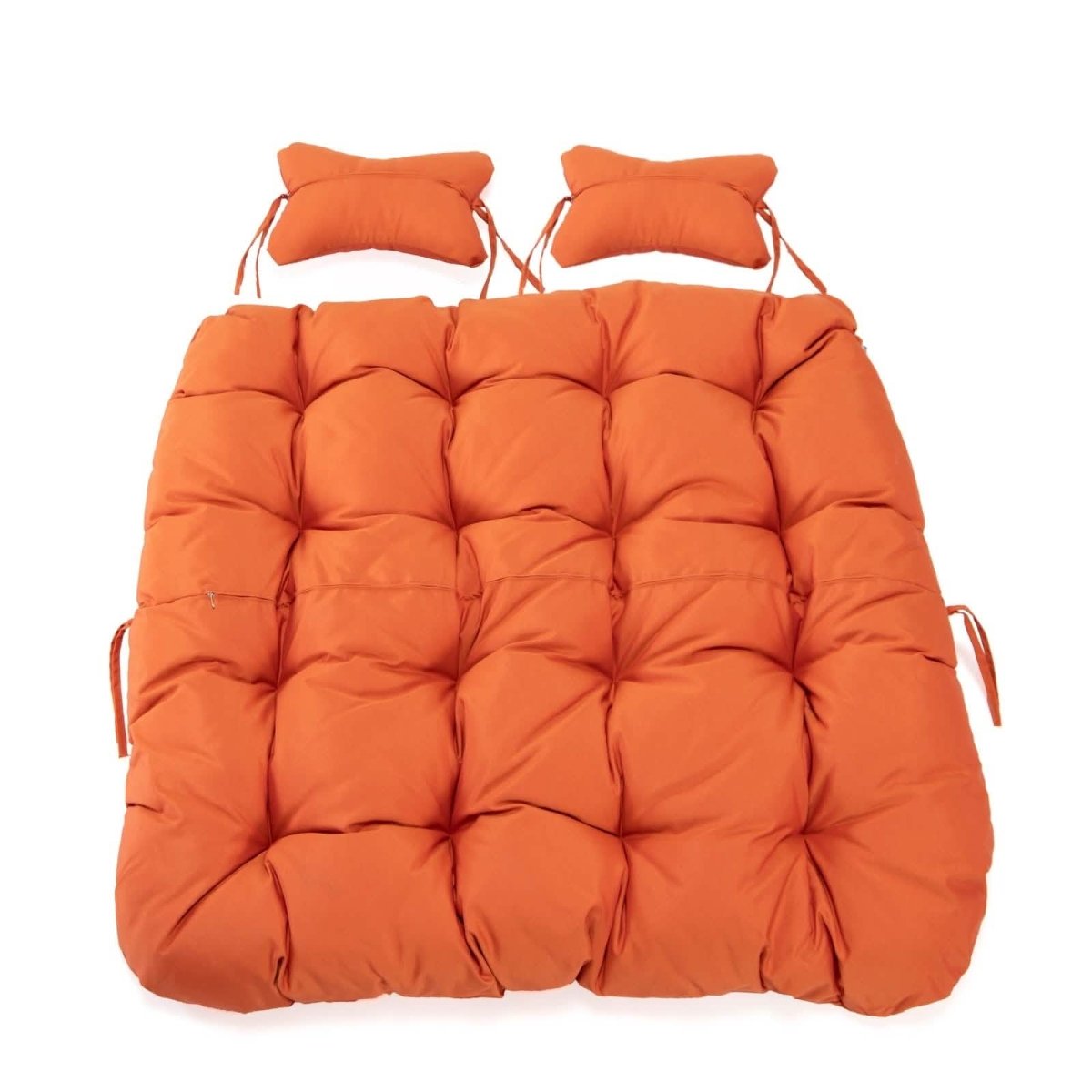 Modern Upholstered 2 Person Hanging Egg Swing Chair Cushion with Headrest Orange Leisuremod